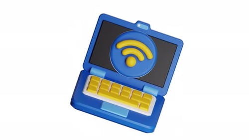 Modern 3D Laptop with WiFi Connectivity Animated Icon
