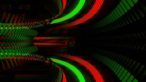 Partial Circular Moving Green And Red Neon Lines Background Vj Loop In 4K