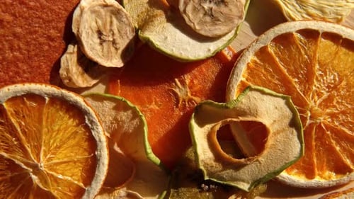 Close Up Of Dehydrated Assorted Fruit Slices
