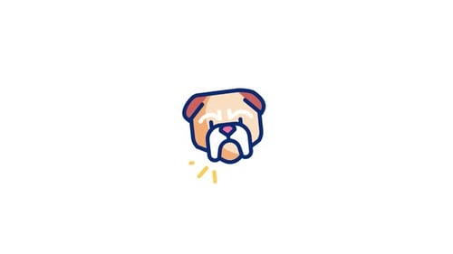 Animated Dog Icon Sniffing with Flat Design Style