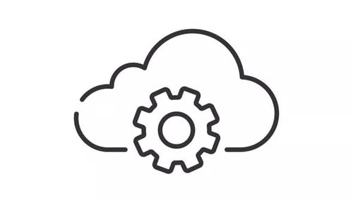 Animación negra lineal simple y delgada del icono de configuración