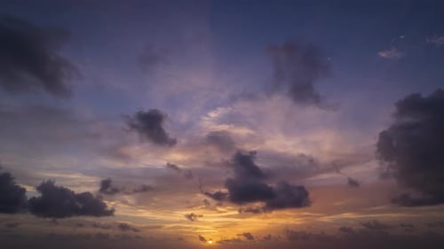 Dramatic Sky at Sunset with Clouds and Sun