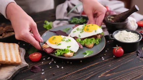 Tasty Sandwich Preparation with Bacon and Egg
