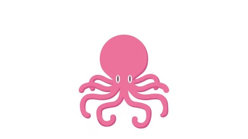 Cute Pink Octopus Flat Design Animation