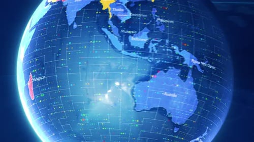 Futuristic Digital Earth Globe with Geographical Data Zoom