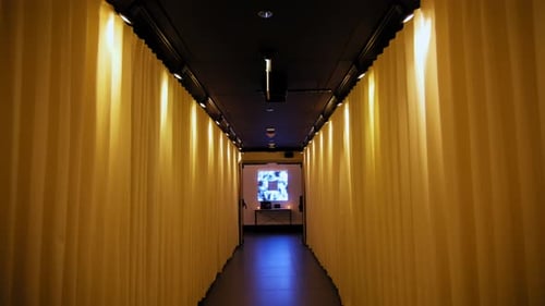 Walk Through Empty Corridor Empty Hall Dolly Shot Slow Motion