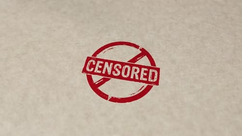 Red Censored Rubber Stamp Reveal on Paper