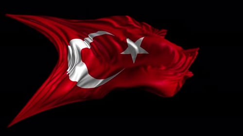 Realistic Turkey Flag Waving Animation Loop