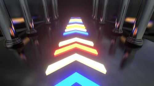 Futuristic Glowing Neon Chevrons Moving Forward Loop