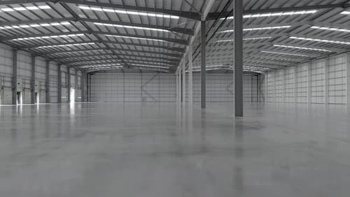 New Warehouse Interior View Showing an Empty Facility