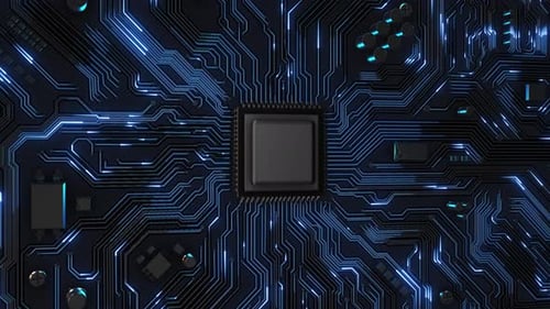Cyberpunk AI Circuit Board Technology Background Computer Processors CPU GPU Concept