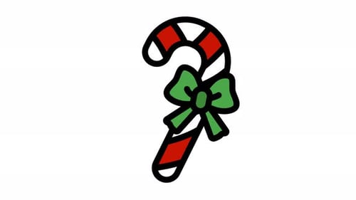 Festive candy cane with green bow decoration