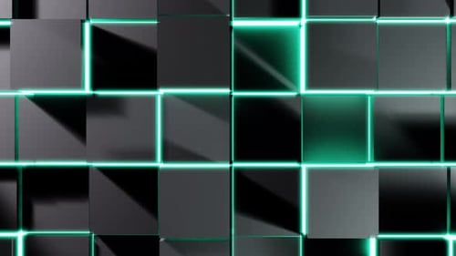 Moved Cubes Wall Cyan Neon Lights Vj Loop Background Animation