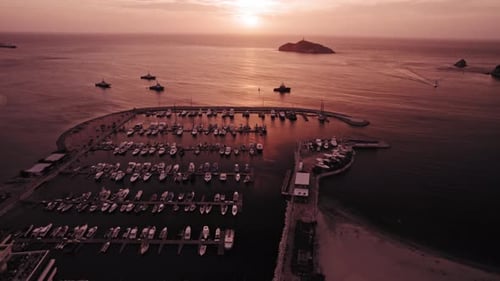 Aerial view city bay sunset - Santa Marta - Colombia