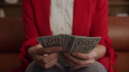 Counting Cash Savings Money Close Up