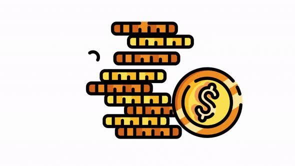 pile of coins icon animation video, stack of coins symbol icon, looping ...