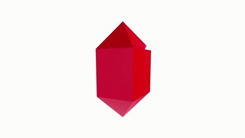 Rotating 3D Red Geometric Crystal Loop Animation on White