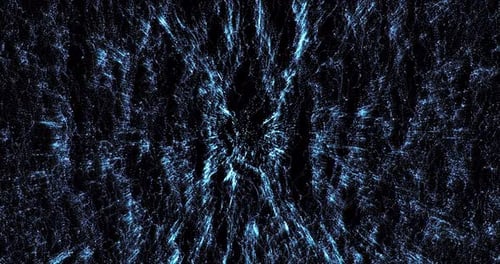 Abstract background of blue vertical moving small bright particles in the form of waves of water dro