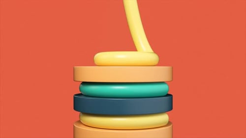 Looped Animation of a Cartoon Cake on a Bright Background