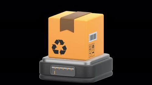 box weight 3D Animation, Alpha Channel, Transparent Background