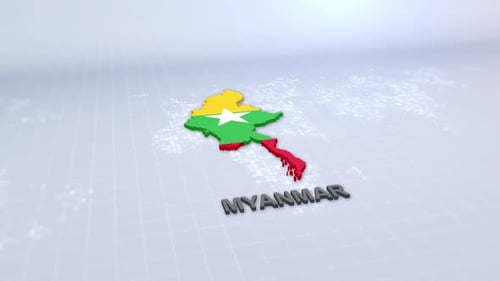 Myanmar-Karte mit Flagge