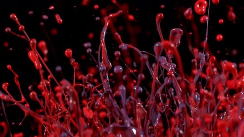 Dynamic Red and Purple Liquid Paint Splashes Background Animation