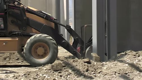 Backhoe Collecting Dirt
