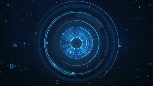 4K A Futuristic Blue Light Travels Through A Tunnel In A Digital Mirror.