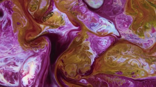 Abstract Fluid Art with Purple, Gold, and White Colors