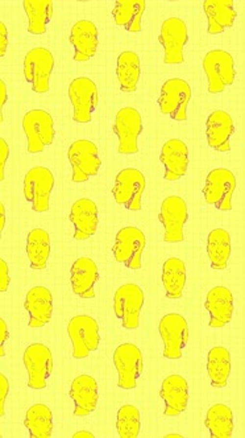 Hand Drawn Spinning Female Heads Portrait