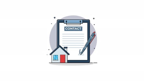 4k House with Contract and Pen. Real Estate Concept Animation Video