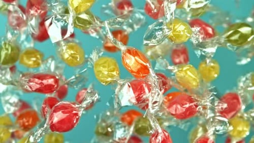 Super Slow Motion Multicolored Lollipops Filmed on a Highspeed Camera at 1000 Fps