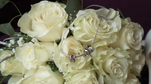 Wedding Bouquet with Bracelet Jewelry Decoration in Soft Light