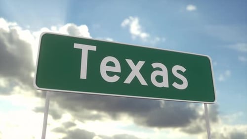 Welcome to Texas. Texas road sign on a blue sky. Travel, business, tourism and transport concept