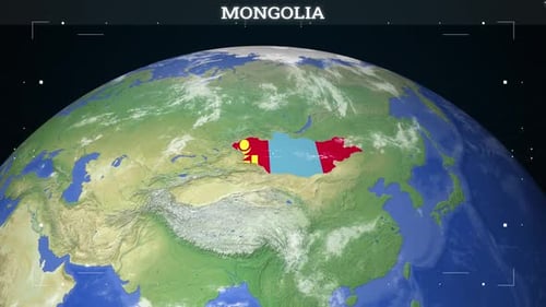 Futuristic Globe Animation Revealing Mongolia's Map and Flag