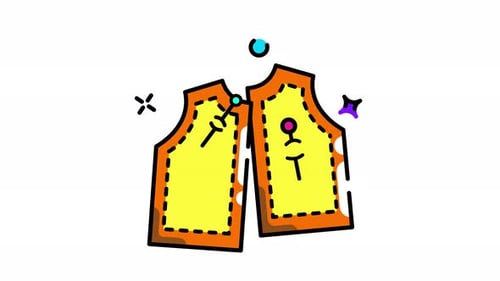 Animated Flat Design Sewing Pattern Icon for Fashion and Garment Projects
