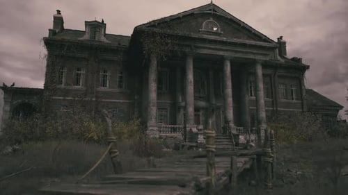 Old Mansion with Overgrown Garden in a Desolate Rural Setting