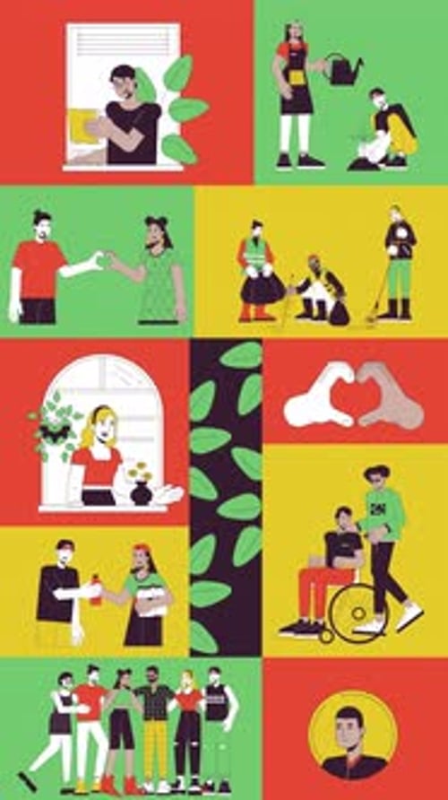 Animated Flat Design Illustrations of Diverse People and Community