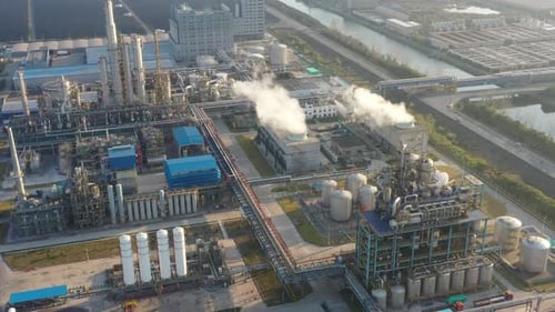 chemical plant in city