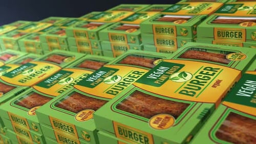 Vegan burger green organic food pack production loopable seamless