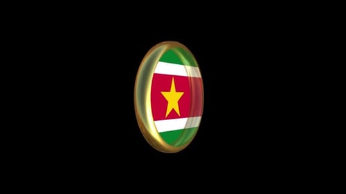Glossy 3D Spinning Suriname Flag Badge Animation