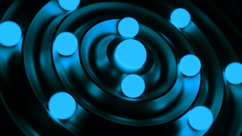 Glowing 3d Balls Move in Rings