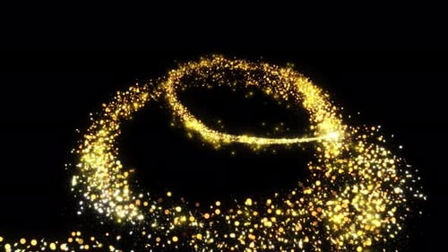 Golden Glitter Circle Shining Christmas Gold Particles and Sparkles Ring on Black