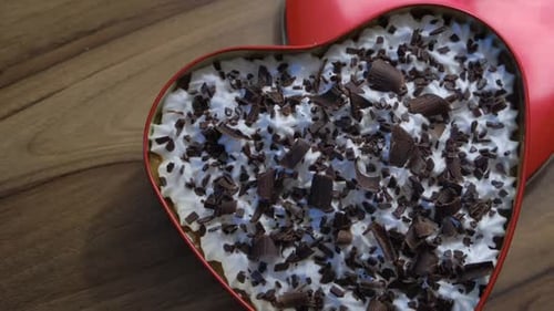 Heart Shaped Chocolate Cake with White Frosting