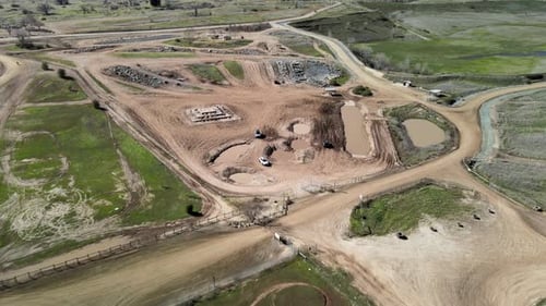 Cars with four-wheel drive drive a track on an unpaved road. Prairie City Off-Highway Motor Vehicle