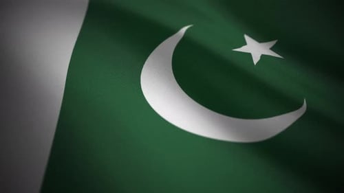 Realistic Waving Flag with Crescent and Star