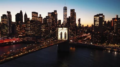 Brooklyn Bridge and Manhattan Skyline at Twilight