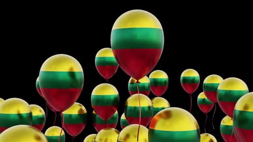 Lithuanian Flag Balloons Rising for National Celebration Background