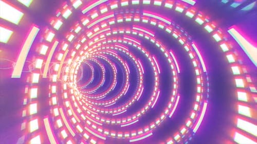 Abstract futuristic purple hi-tech tunnel from energy circles and lines background