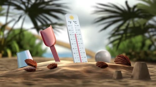 Summer Weather High Temp On Thermometer